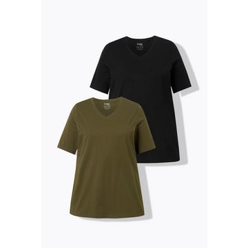 T-shirts en coton bio. Col en V et manches courtes. Lot de 2