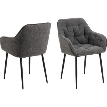 Sedia da pranzo con braccioli Shields grigio nero (1 pezzo)