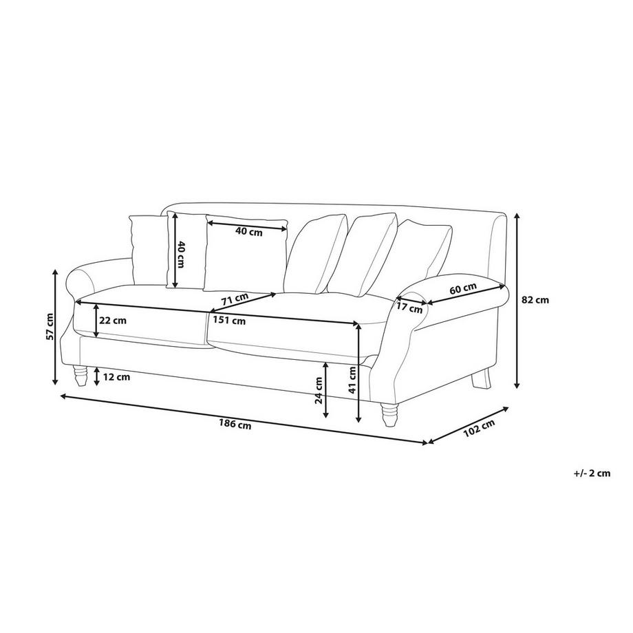 Beliani Divano 2 posti en Velluto Glamour EIKE  