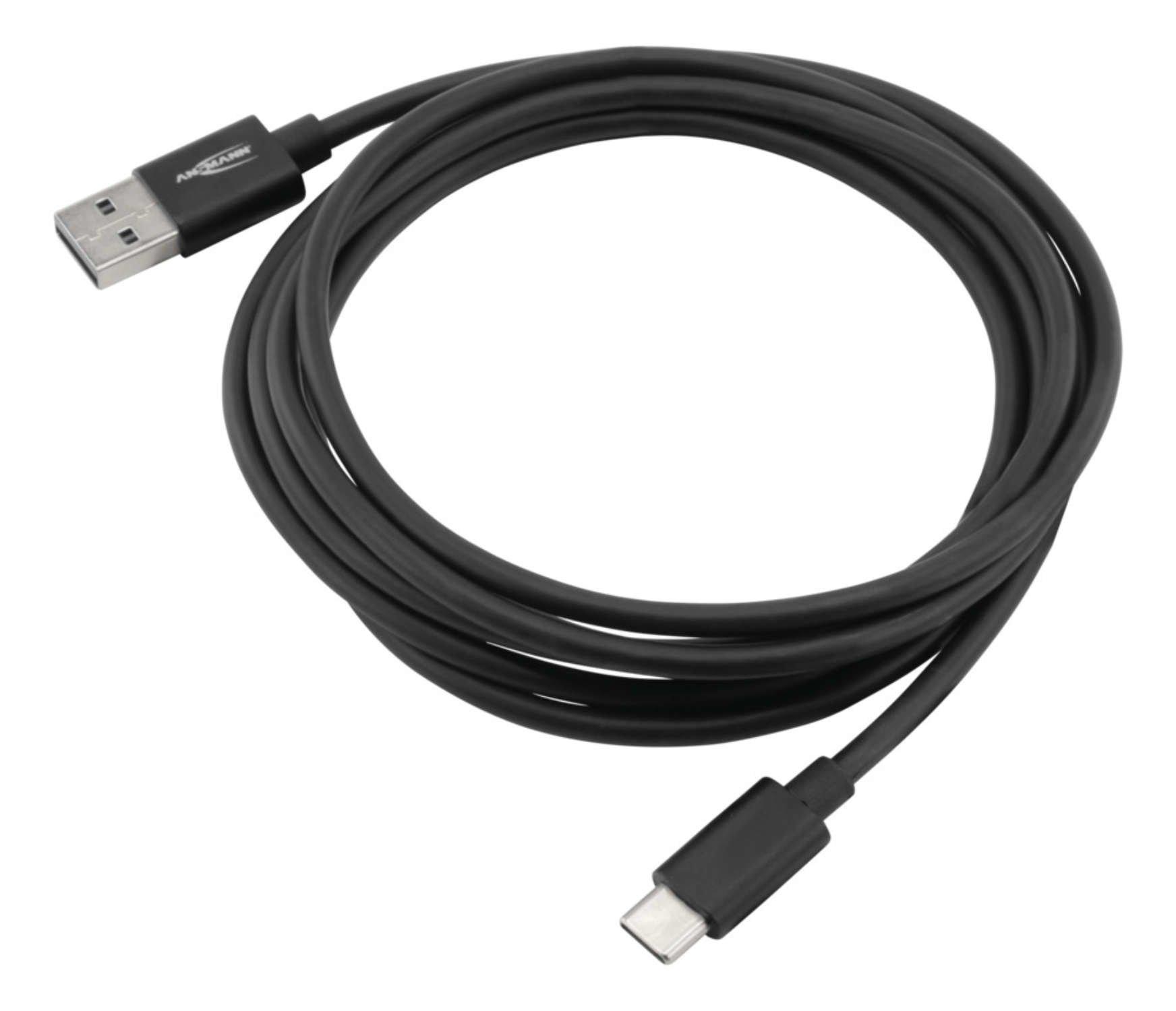 ANSMANN  1700-0081 USB Kabel 2 m USB 3.2 Gen 1 (3.1 Gen 1) USB A USB C Schwarz 