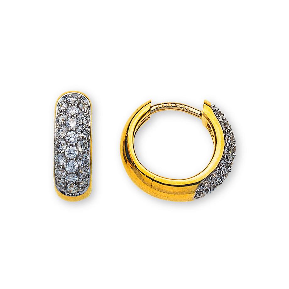 MUAU Schmuck  Creolen Gelbgold 750 Brillanten 0.48ct. Scharnier 12mm 