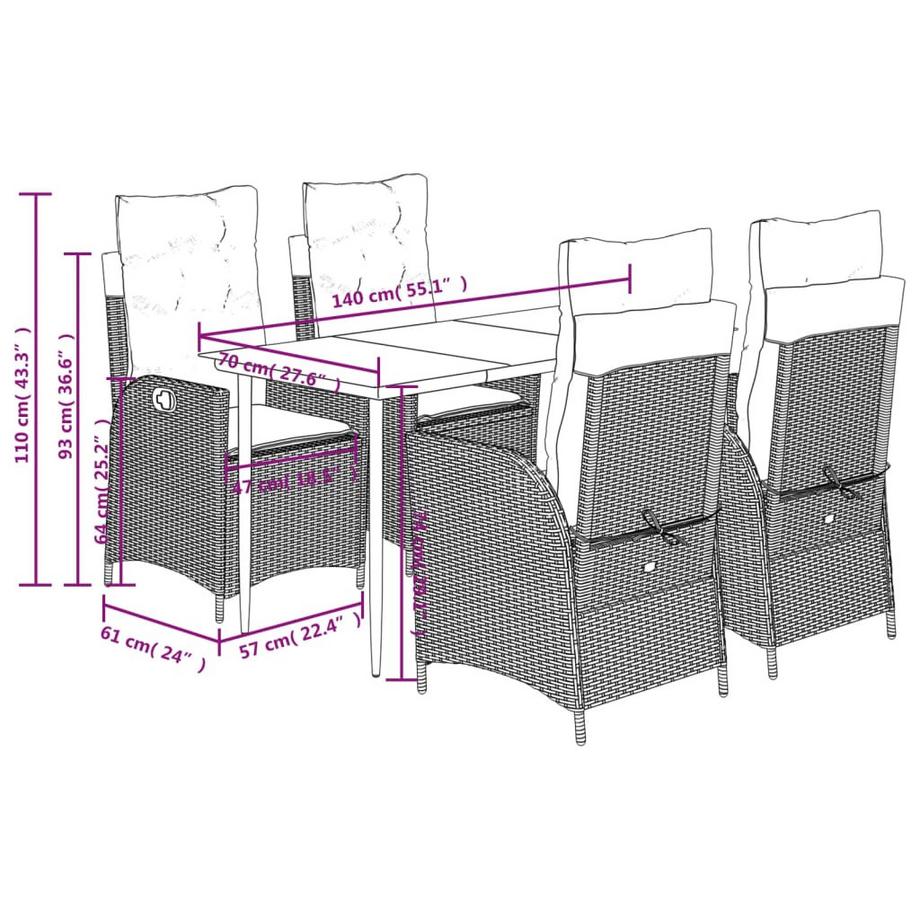 VidaXL Garten essgruppe poly-rattan  