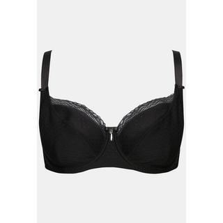 Ulla Popken  Reggiseno con ferretto, jacquard, pizzo, nappa e coppa C-F 