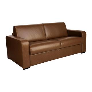 Vente-unique Schlafsofa mit Matratze 3-Sitzer - Matratze 14 cm - Büffelleder - Vintage-Optik - Karamell - BEVIS  