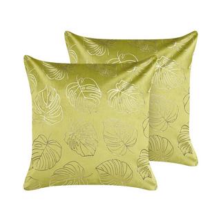 Beliani Lot de 2 coussins en Velours Glamour MONSTERA  