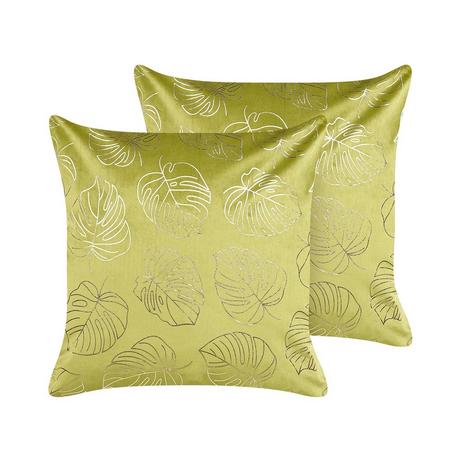 Beliani Lot de 2 coussins en Velours Glamour MONSTERA  