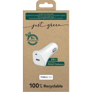 Just green  Adaptateur d'alimentation pour voiture USB Type C 25 Watts Just green Blanc 