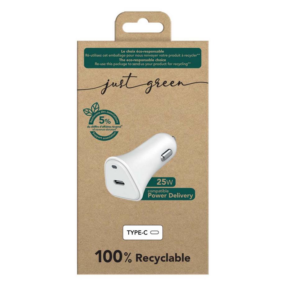 Just green  25 Watt USB Typ C Kfz-Netzteil Just green White 