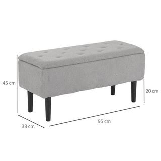 Northio Panca con vano portaoggetti, panca imbottita con coperchio incernierato, aspetto velluto, panca a cassapanca, per soggiorno, camera da letto, grigio, 95 x 38 x 45 cm  
