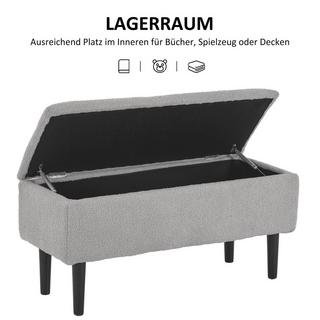 Northio Panca con vano portaoggetti, panca imbottita con coperchio incernierato, aspetto velluto, panca a cassapanca, per soggiorno, camera da letto, grigio, 95 x 38 x 45 cm  