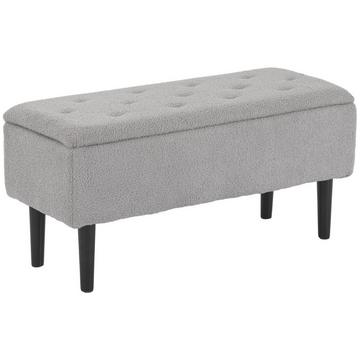 Panca con vano portaoggetti, panca imbottita con coperchio incernierato, aspetto velluto, panca a cassapanca, per soggiorno, camera da letto, grigio, 95 x 38 x 45 cm
