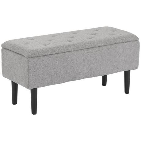 Northio Panca con vano portaoggetti, panca imbottita con coperchio incernierato, aspetto velluto, panca a cassapanca, per soggiorno, camera da letto, grigio, 95 x 38 x 45 cm  