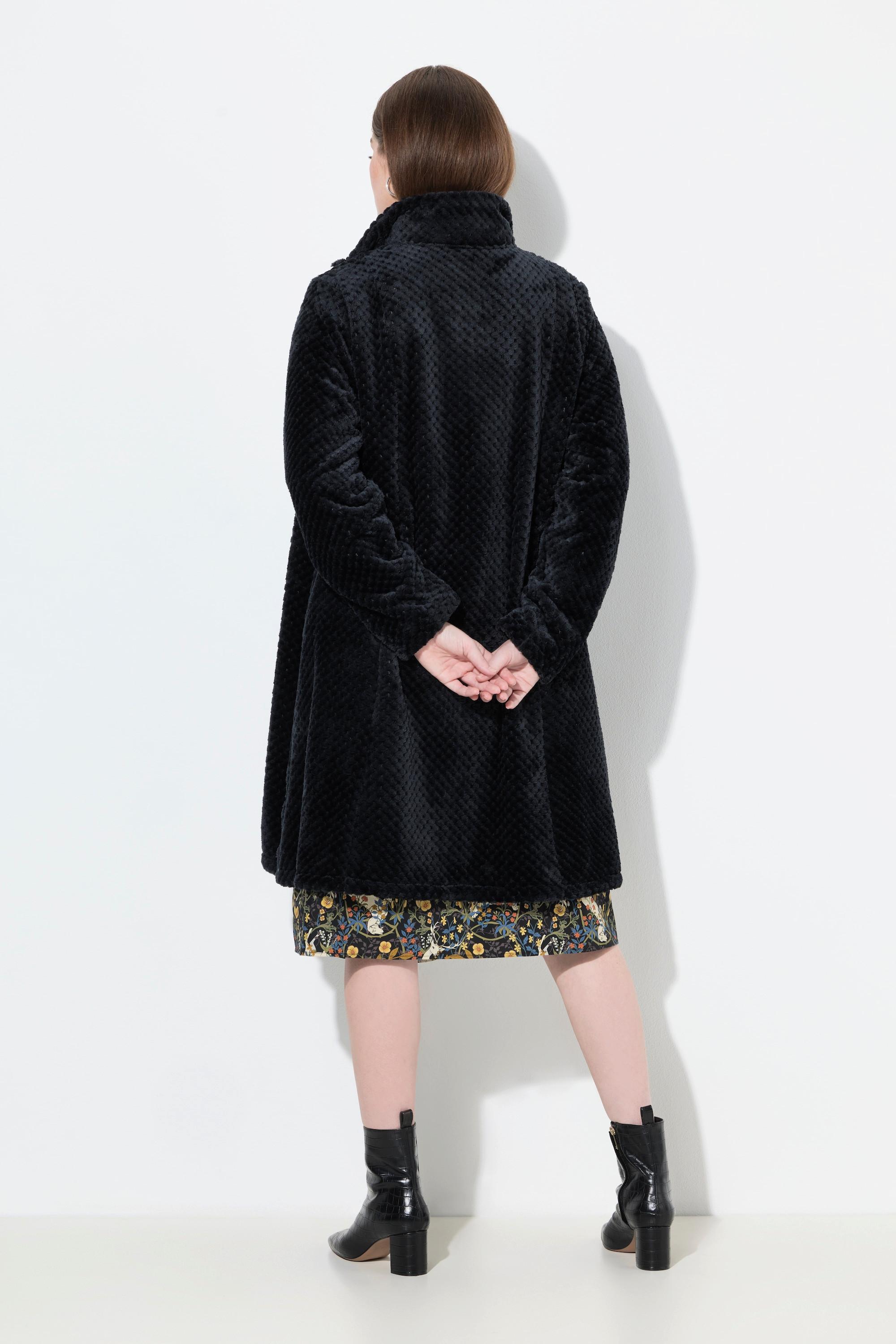 Ulla Popken Giacca Morbida Collo Alto Linea Ad A Maniche Lunghe  