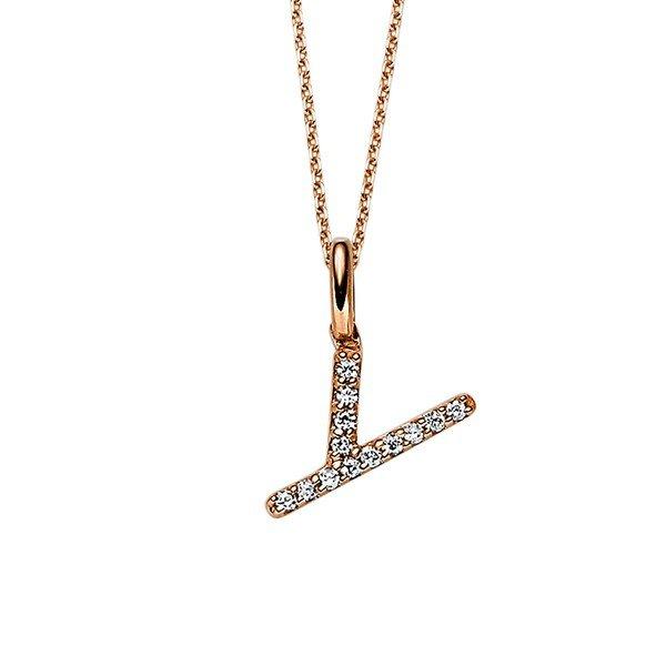 Image of Collier 750/18k Rotgold Diamant 0.05ct. Unisex Gold 42cm