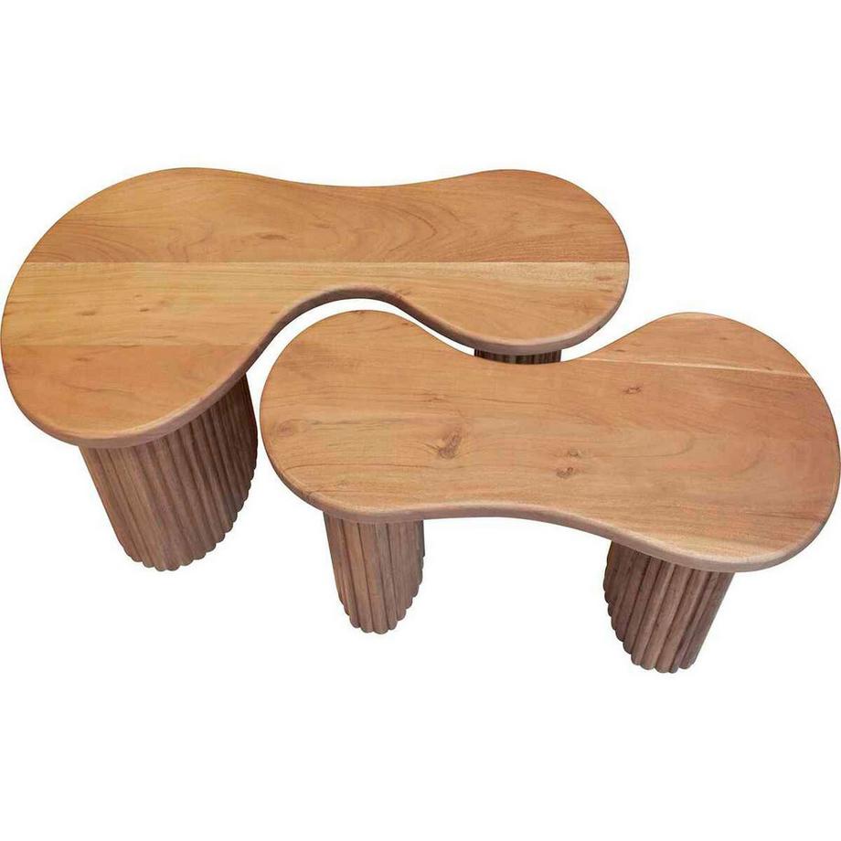 mutoni Tavolino Fuse in acacia naturale (set di 2)  