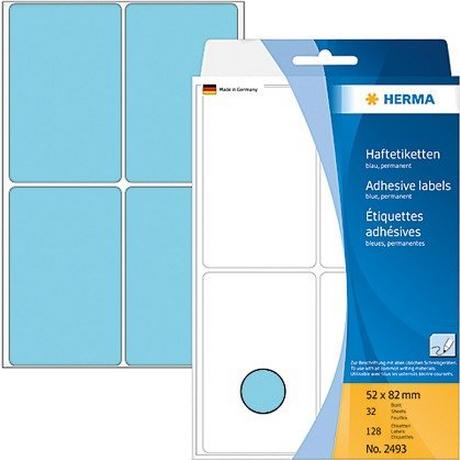 HERMA HERMA Etiketten 52×82mm 2493 blau 128 Stück  