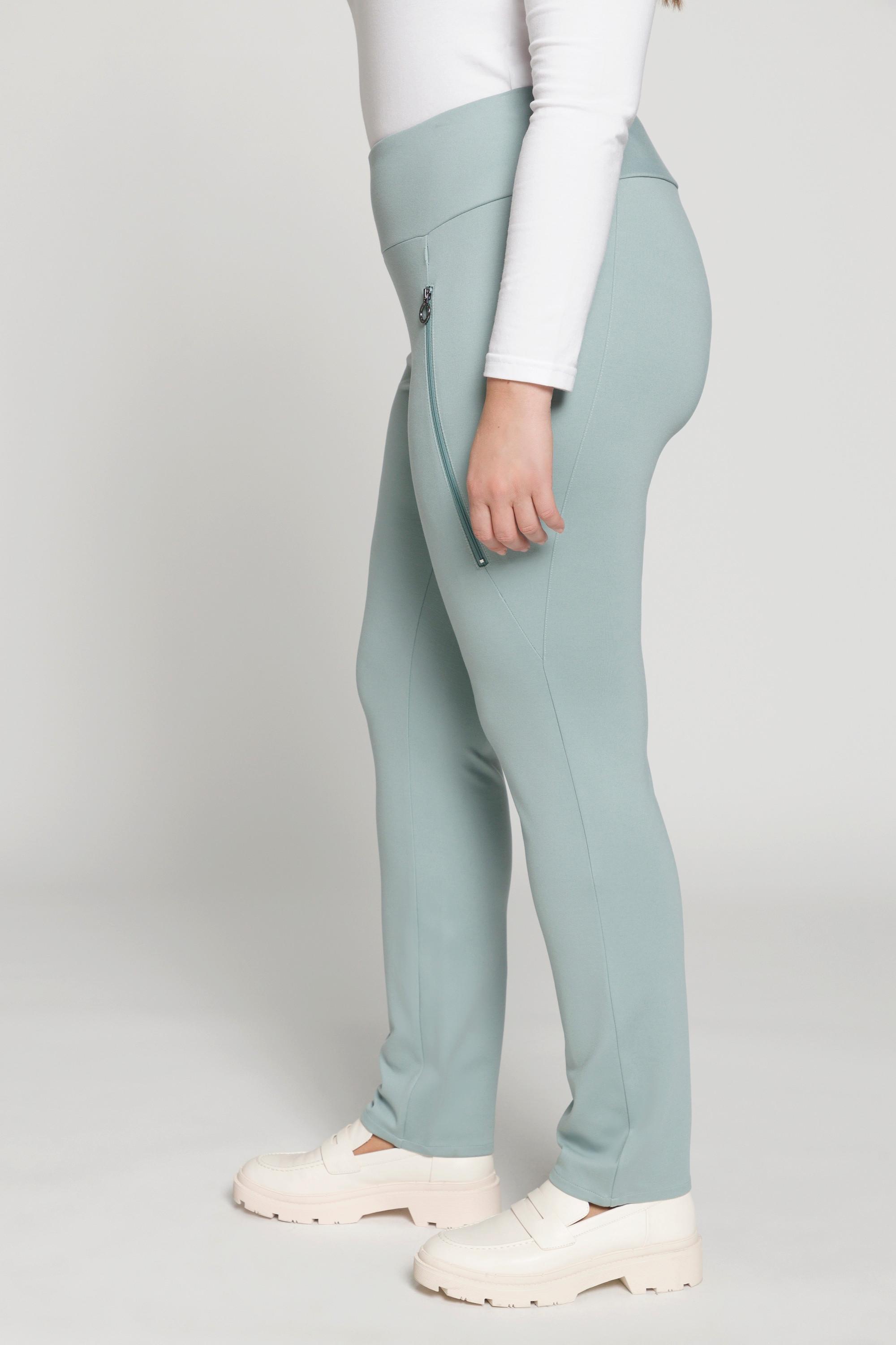 Ulla Popken  Pantalon, couture de séparation, poches zippées, ceinture élastique 