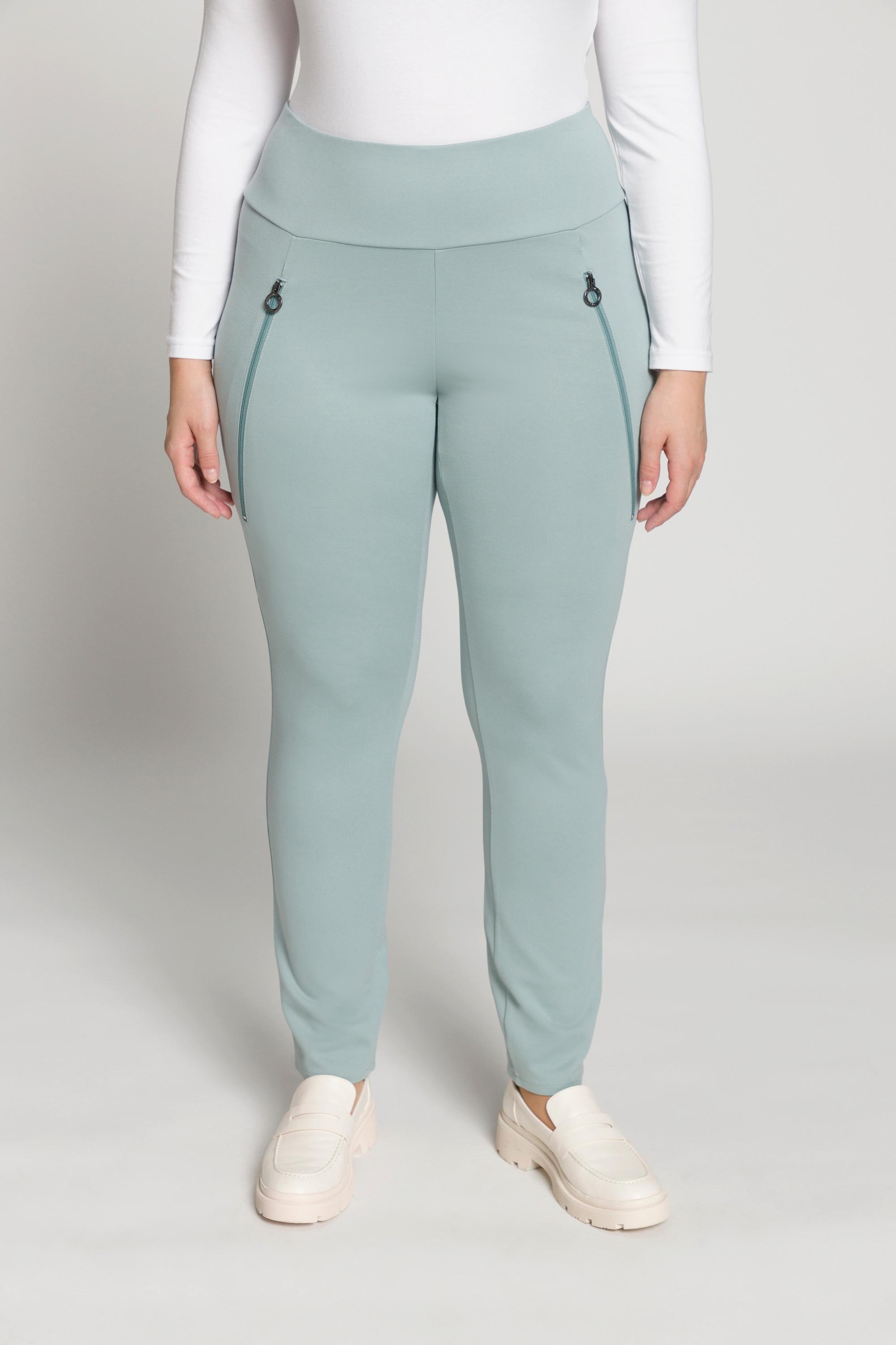 Ulla Popken  Pantalon, couture de séparation, poches zippées, ceinture élastique 