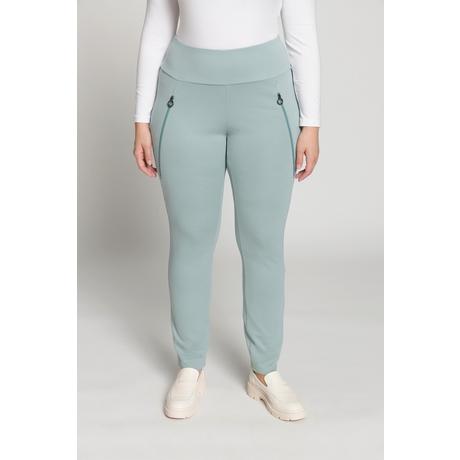 Ulla Popken  Pantalon, couture de séparation, poches zippées, ceinture élastique 