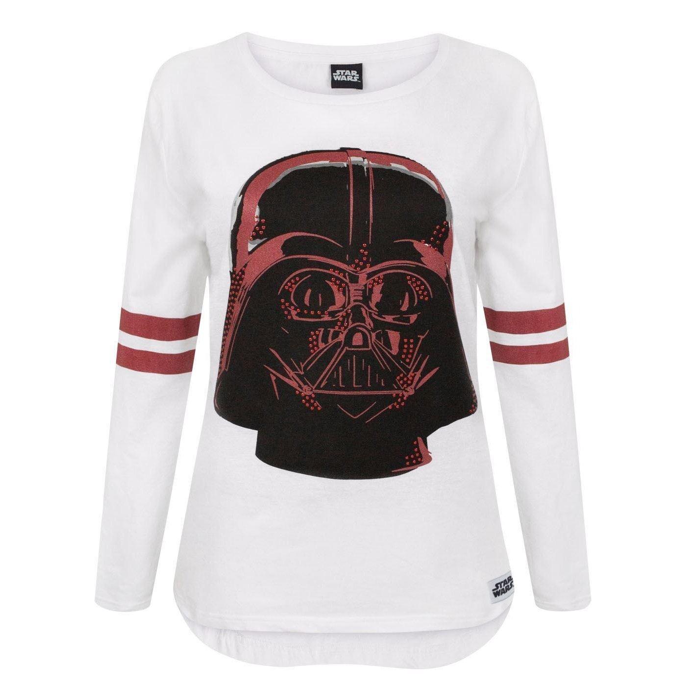 Image of Langarmtop Mit Darth Vader Motiv Damen Weiss XL