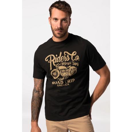 JP1880  T-shirt avec imprimé moto, à col rond et manches courtes. Jusqu'au 8 XL. 