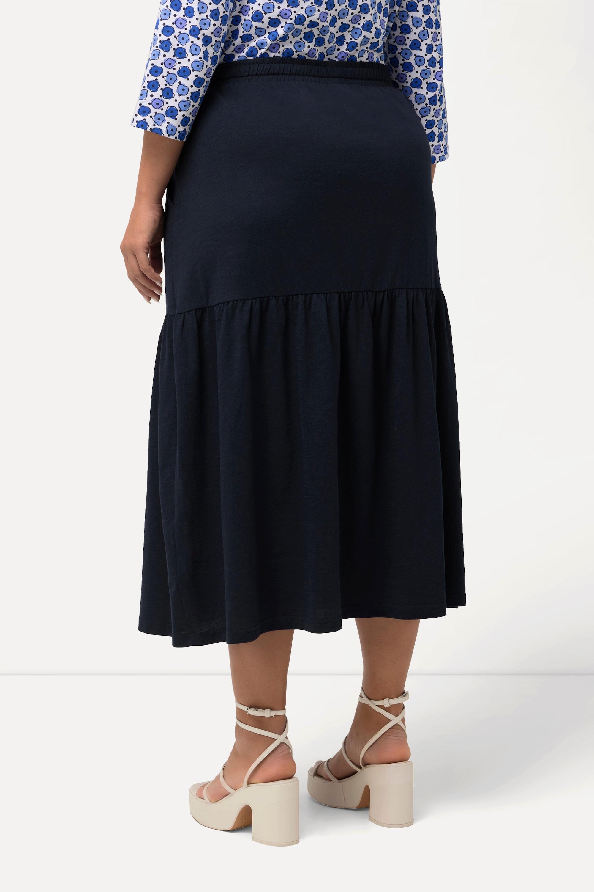 Ulla Popken Jerseyrock A-Linie mit Volant und Elastikbund  