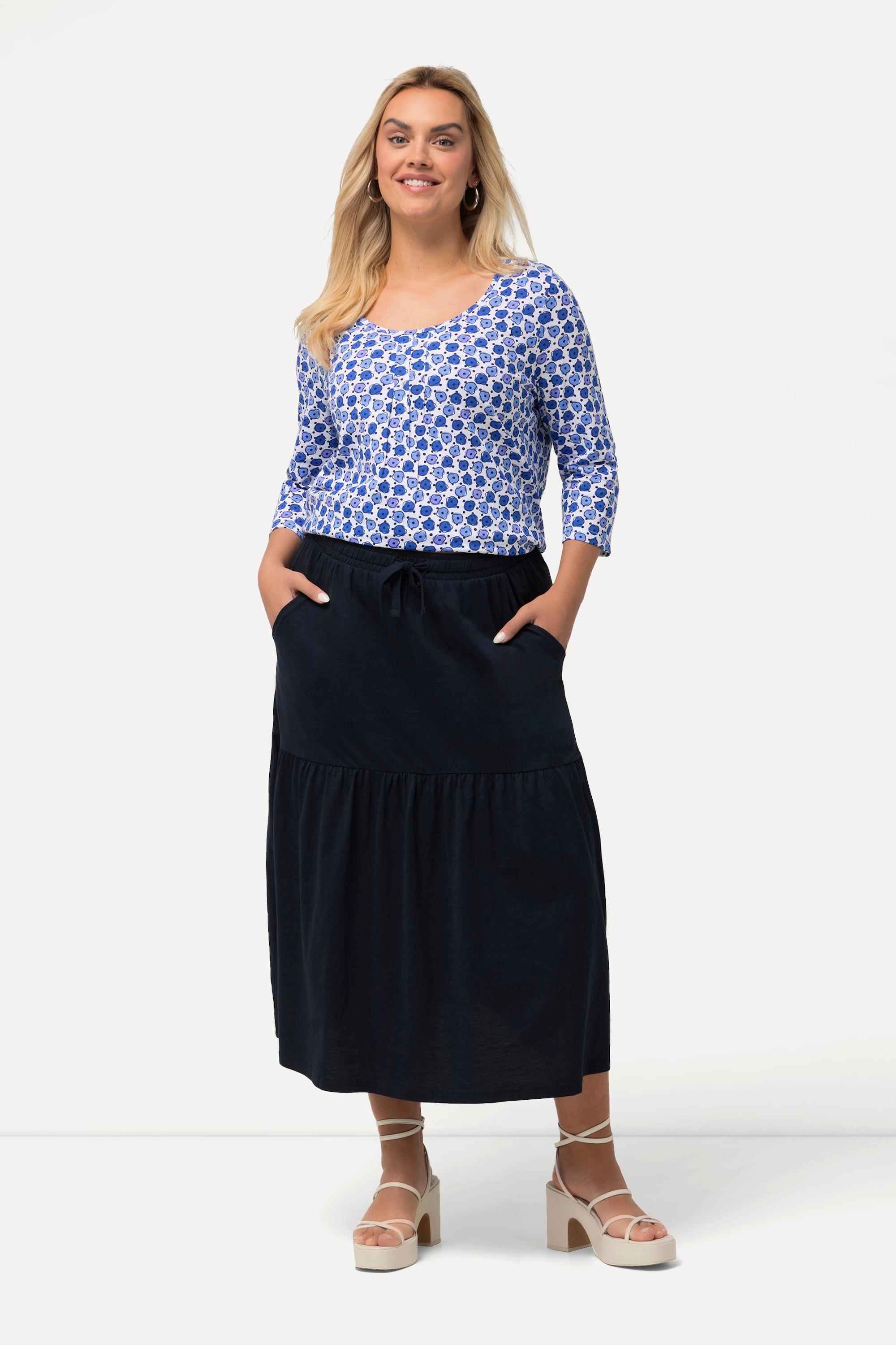 Ulla Popken Jerseyrock A-Linie mit Volant und Elastikbund  