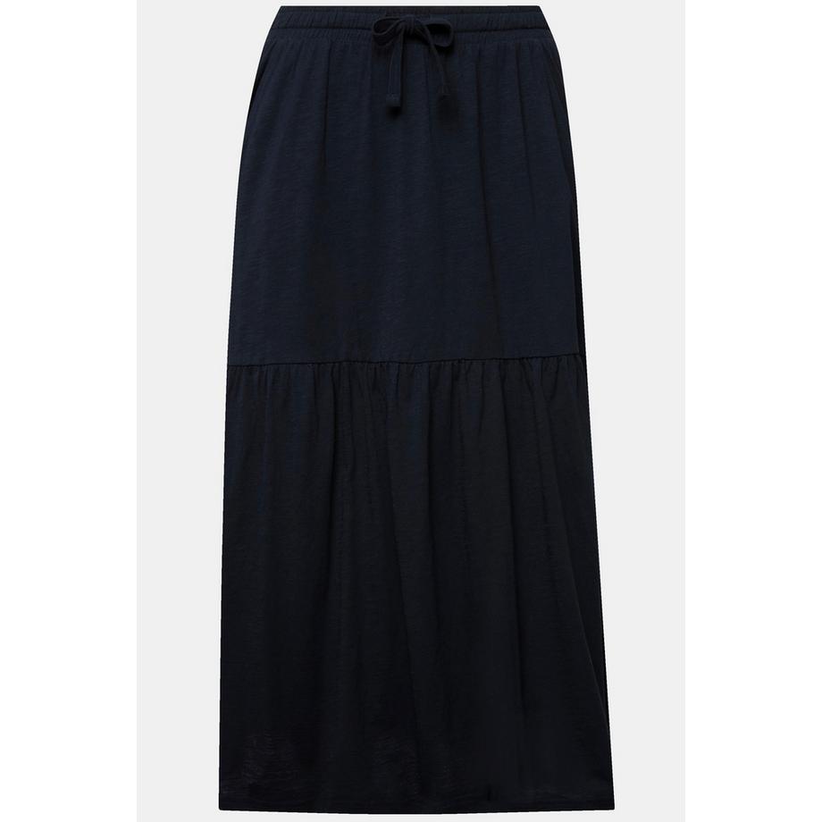 Ulla Popken Gonna in jersey svasata con volant e vita elasticizzata  