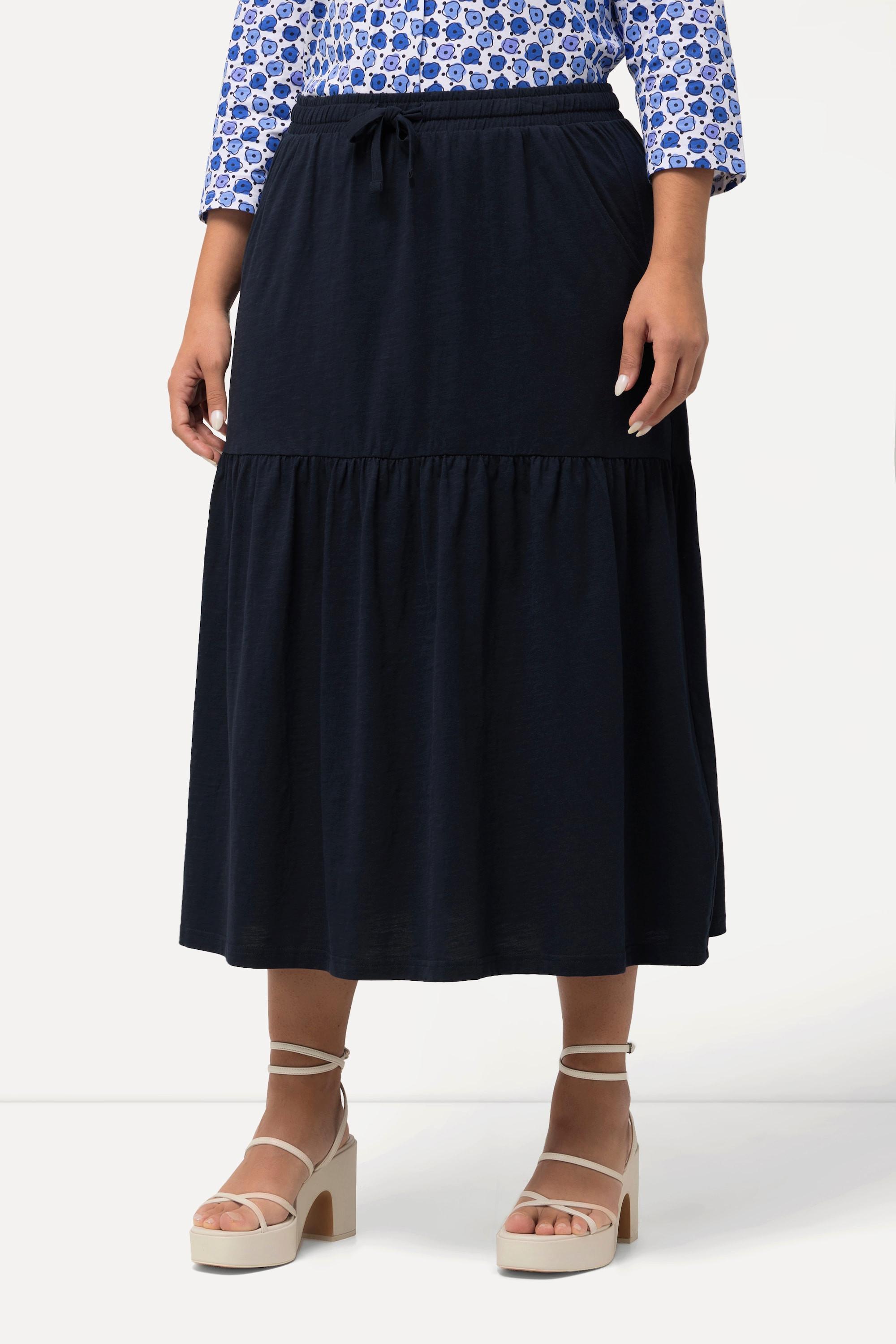 Ulla Popken Jerseyrock A-Linie mit Volant und Elastikbund  