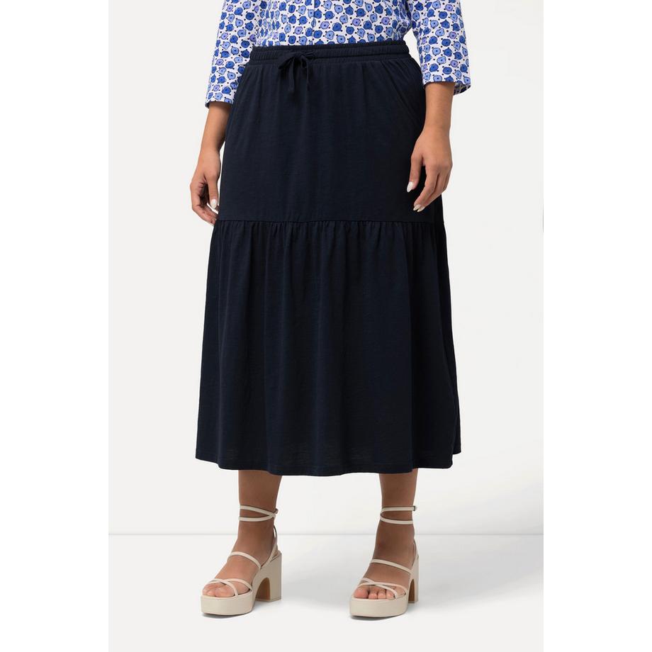 Ulla Popken Gonna in jersey svasata con volant e vita elasticizzata  