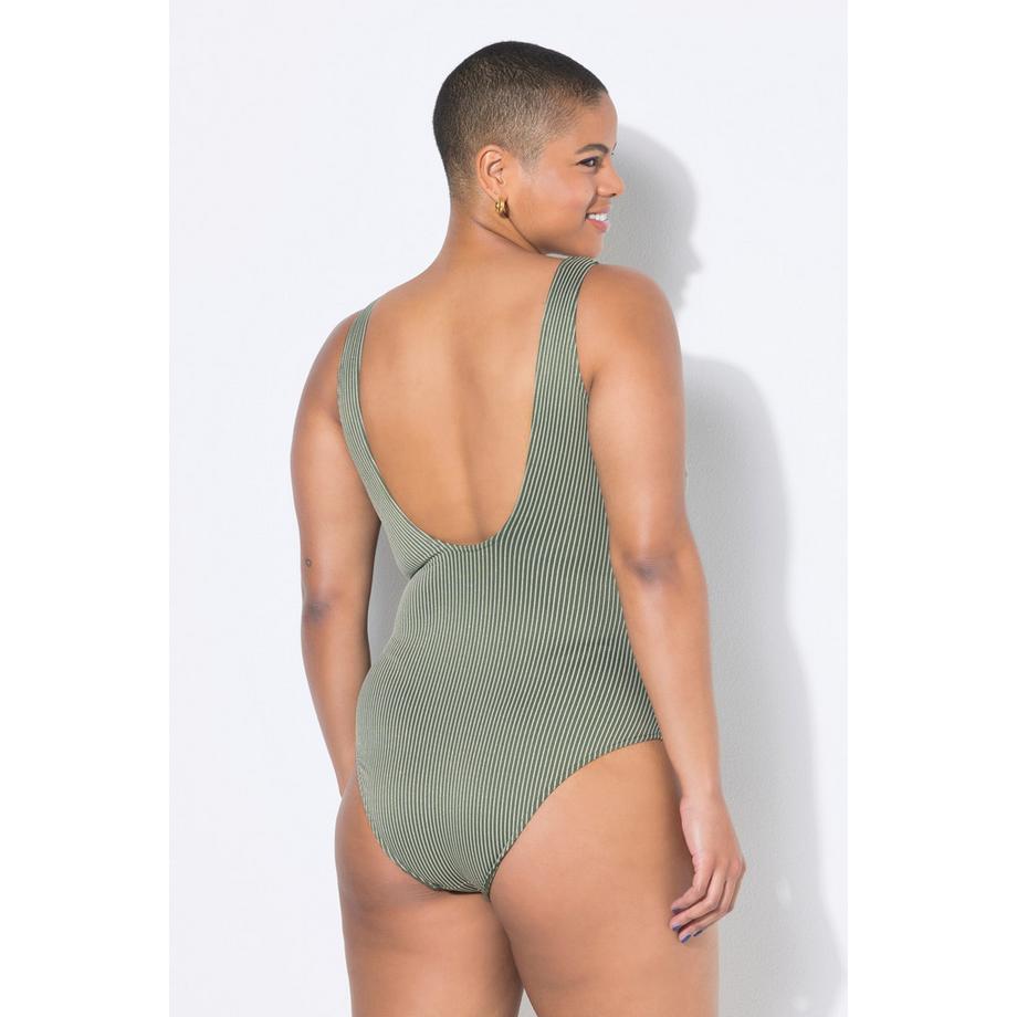 Studio Untold Maillot de bain rayé scintillant bonnets souples  