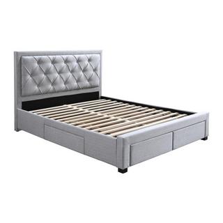 Vente-unique Letto con Cassetti 160 x 200 cm Tessuto Grigio  - LEOPOLD  