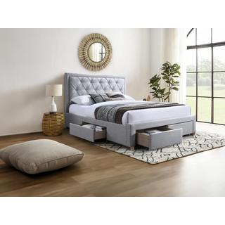 Vente-unique Letto con Cassetti 160 x 200 cm Tessuto Grigio  - LEOPOLD  