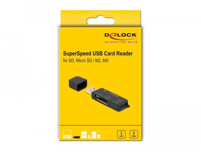 DeLock  LETTORE DI SCHEDE SUPERSPEED USB PER SCHEDE DI MEMORIA SD / MICRO SD / MS 