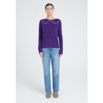 ZAYA 11 Maglione con colletto Peter Pan intarsiato - 100% cashmere