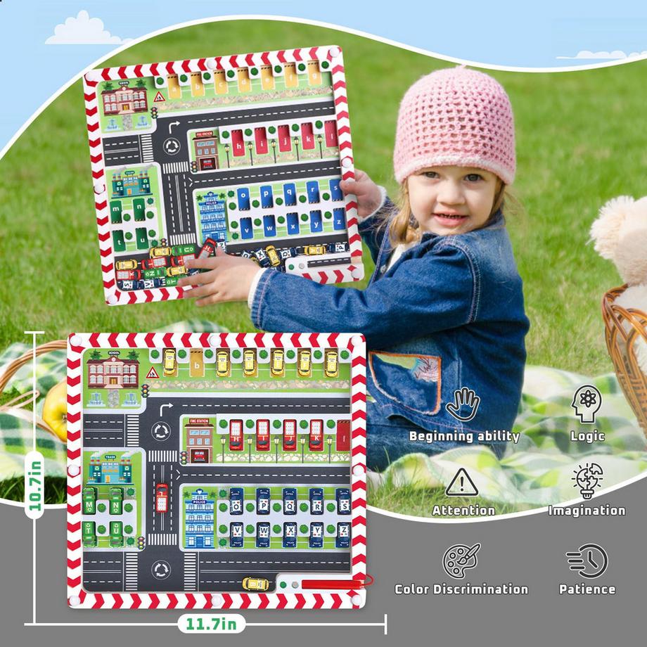 Activity-board  Magnetisches Spiel Labyrinth Geschenk Kind Spielzeug Kinder Holzspielzeug Zahlen und Farben Lernspiele 