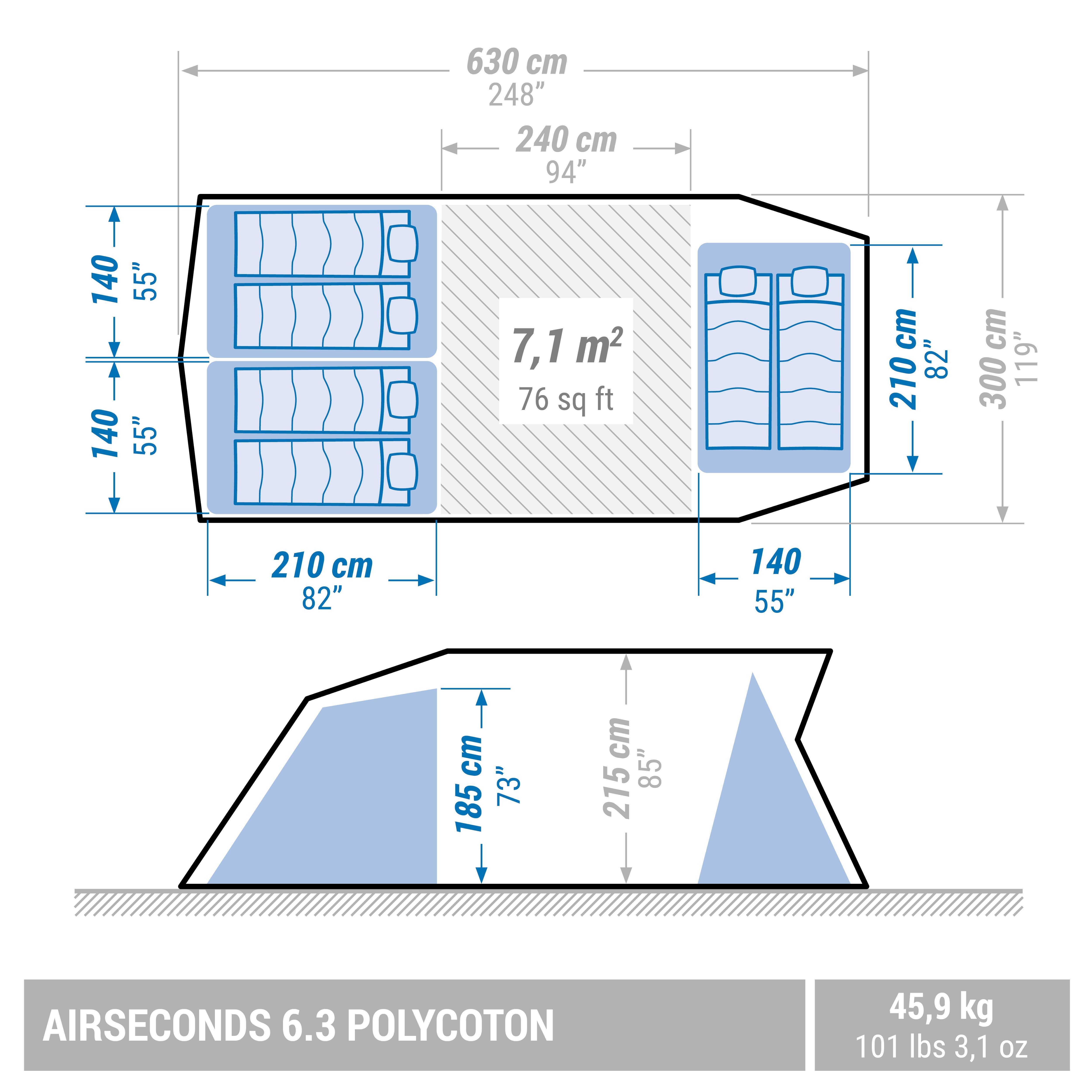 QUECHUA  Tente - AIRSECONDS 6 3 POLYCOTON 