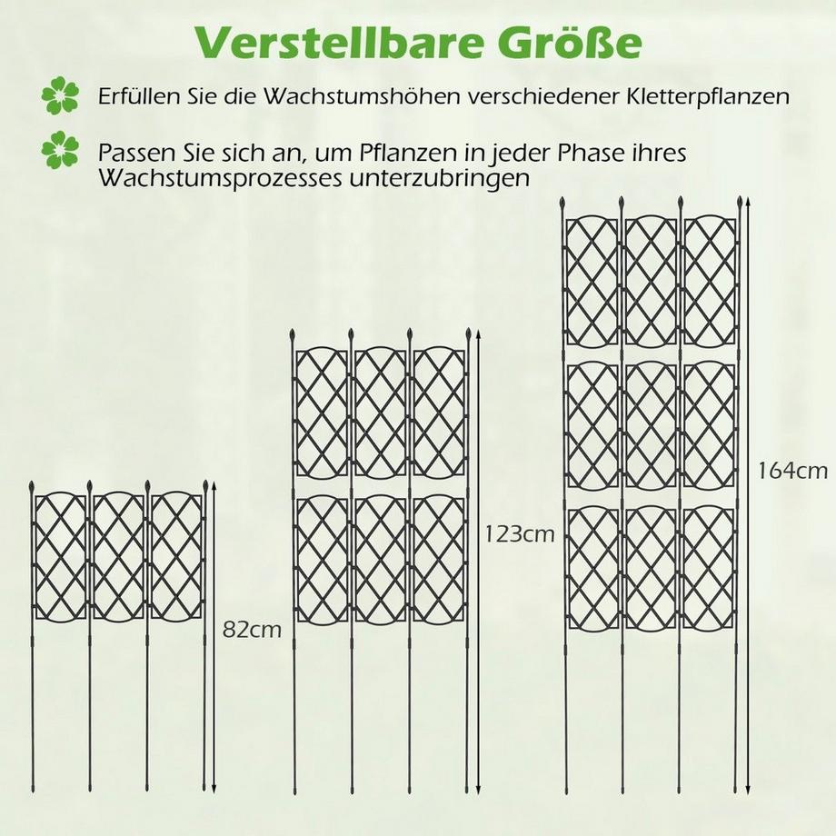 B2X Set di 3 tralicci da giardino in metallo con traliccio per recinzione da giardino autoportante plug-in  