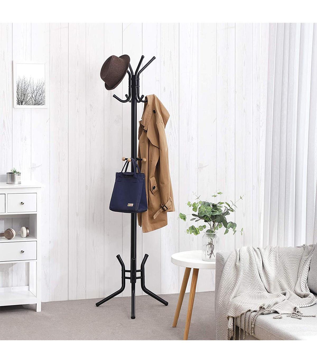 Calicosy Appendiabiti da Ingresso Nero su Piedi a 12 Ganci - H178 cm  