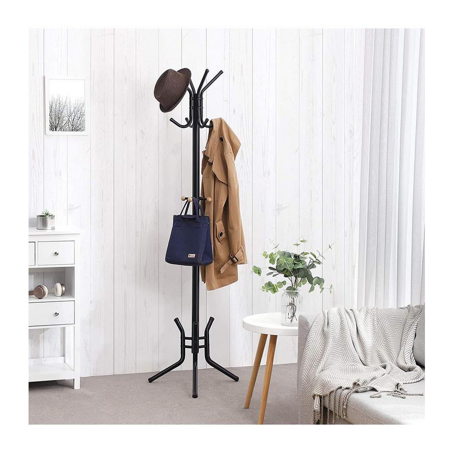 Calicosy Appendiabiti da Ingresso Nero su Piedi a 12 Ganci - H178 cm  