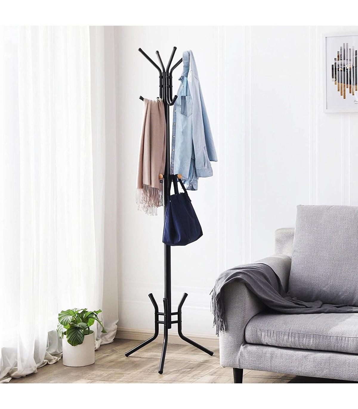 Calicosy Appendiabiti da Ingresso Nero su Piedi a 12 Ganci - H178 cm  