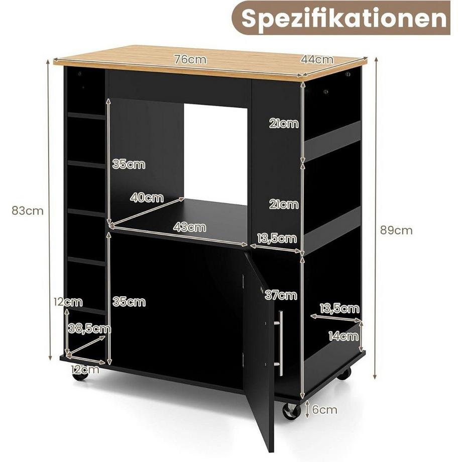 Northix Carrello da cucina con portasciugamani  