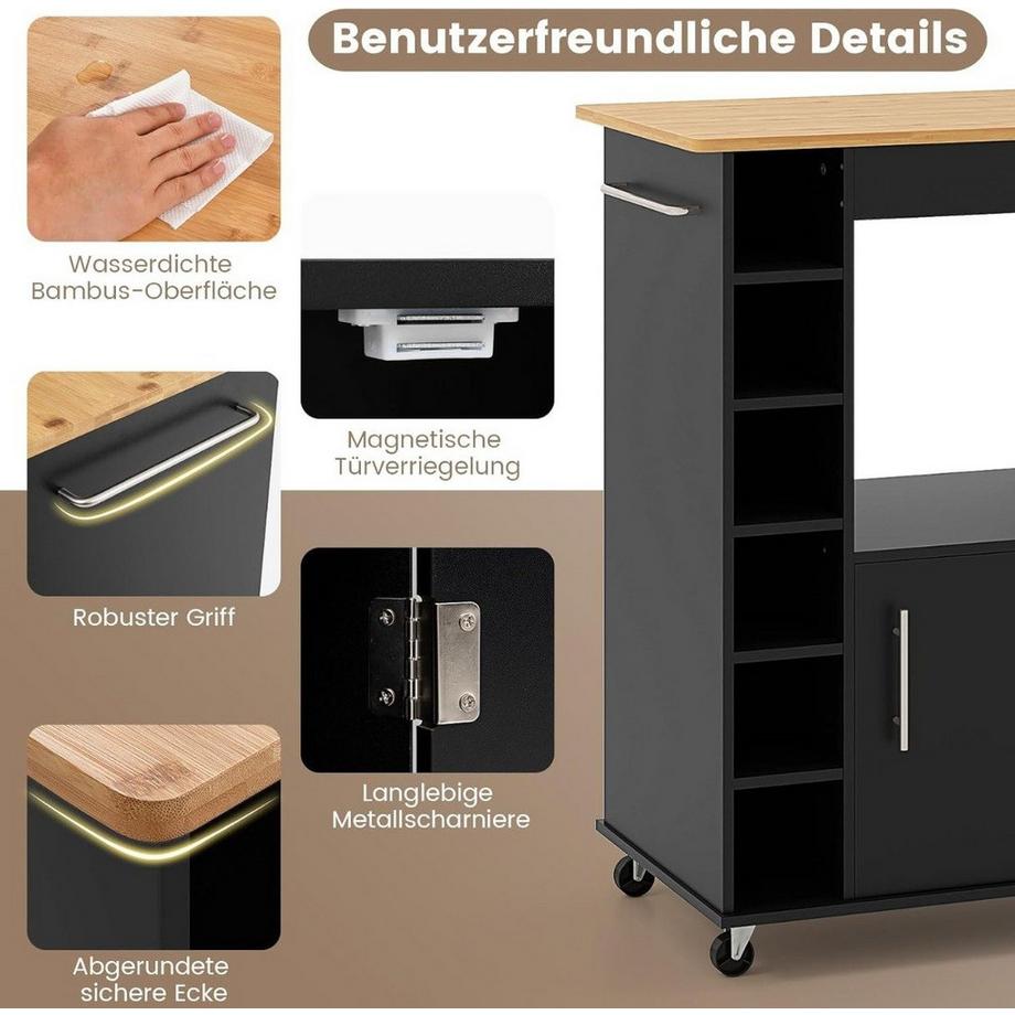 Northix Carrello da cucina con portasciugamani  
