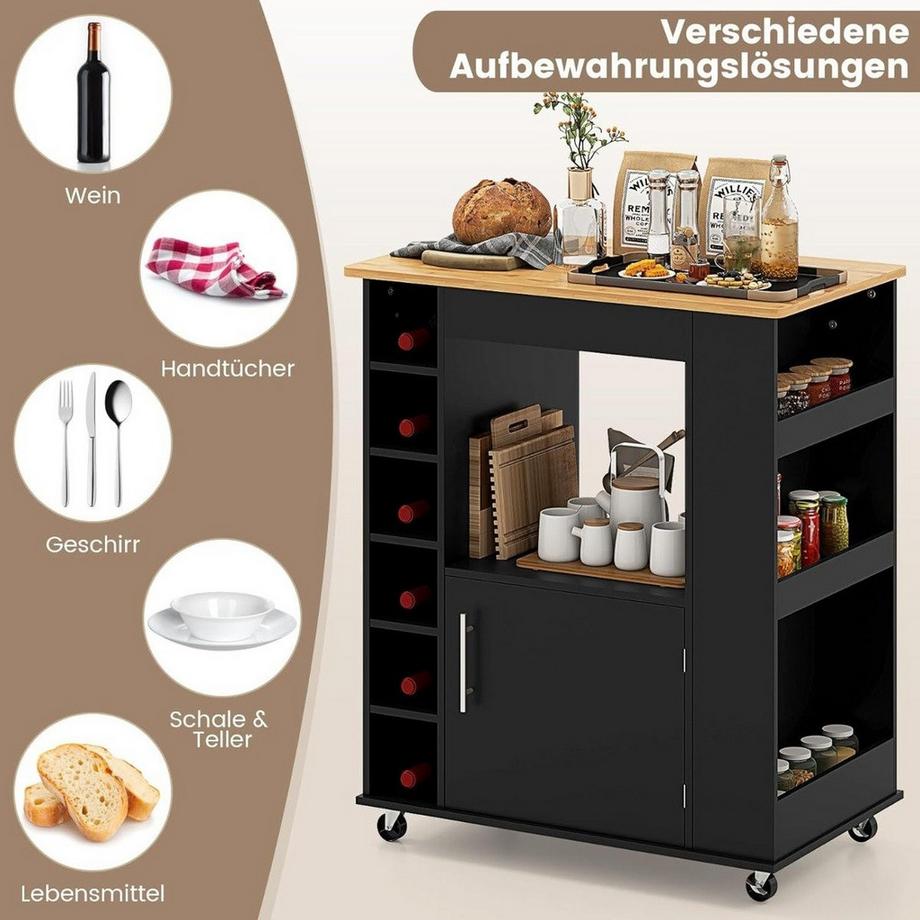 Northix Carrello da cucina con portasciugamani  