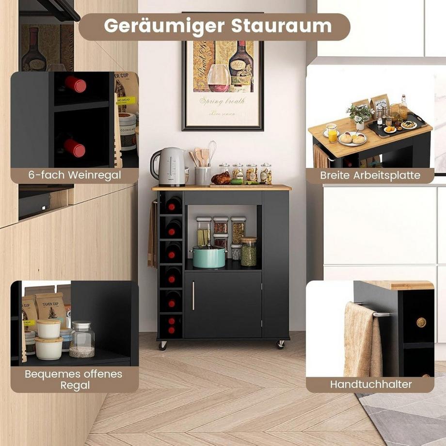 Northix Carrello da cucina con portasciugamani  