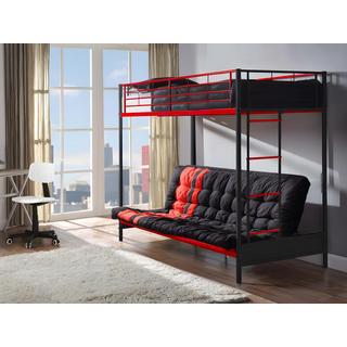 Vente-unique Letto a soppalco 90 x 190 cm - Nero e rosso - MODULO IV  