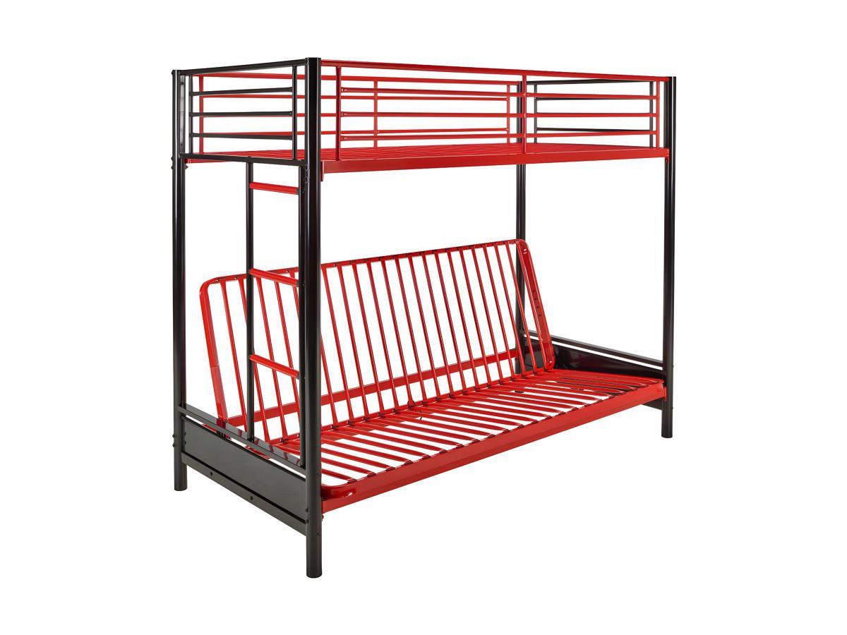 Vente-unique Letto a soppalco 90 x 190 cm - Nero e rosso - MODULO IV  