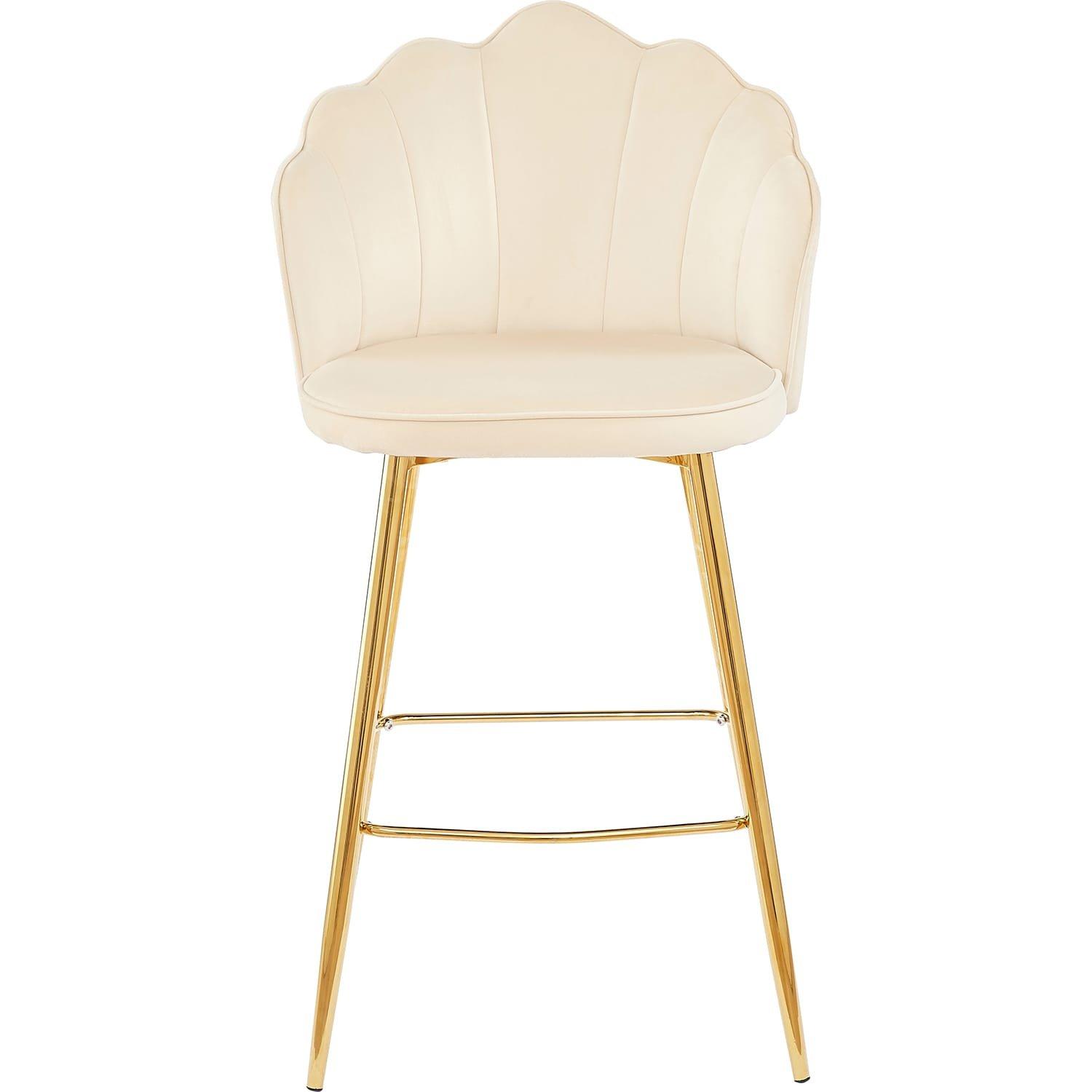 mutoni Tabouret de bar velours beige (lot de 2)  