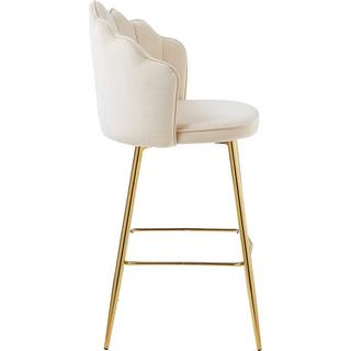 mutoni Tabouret de bar velours beige (lot de 2)  