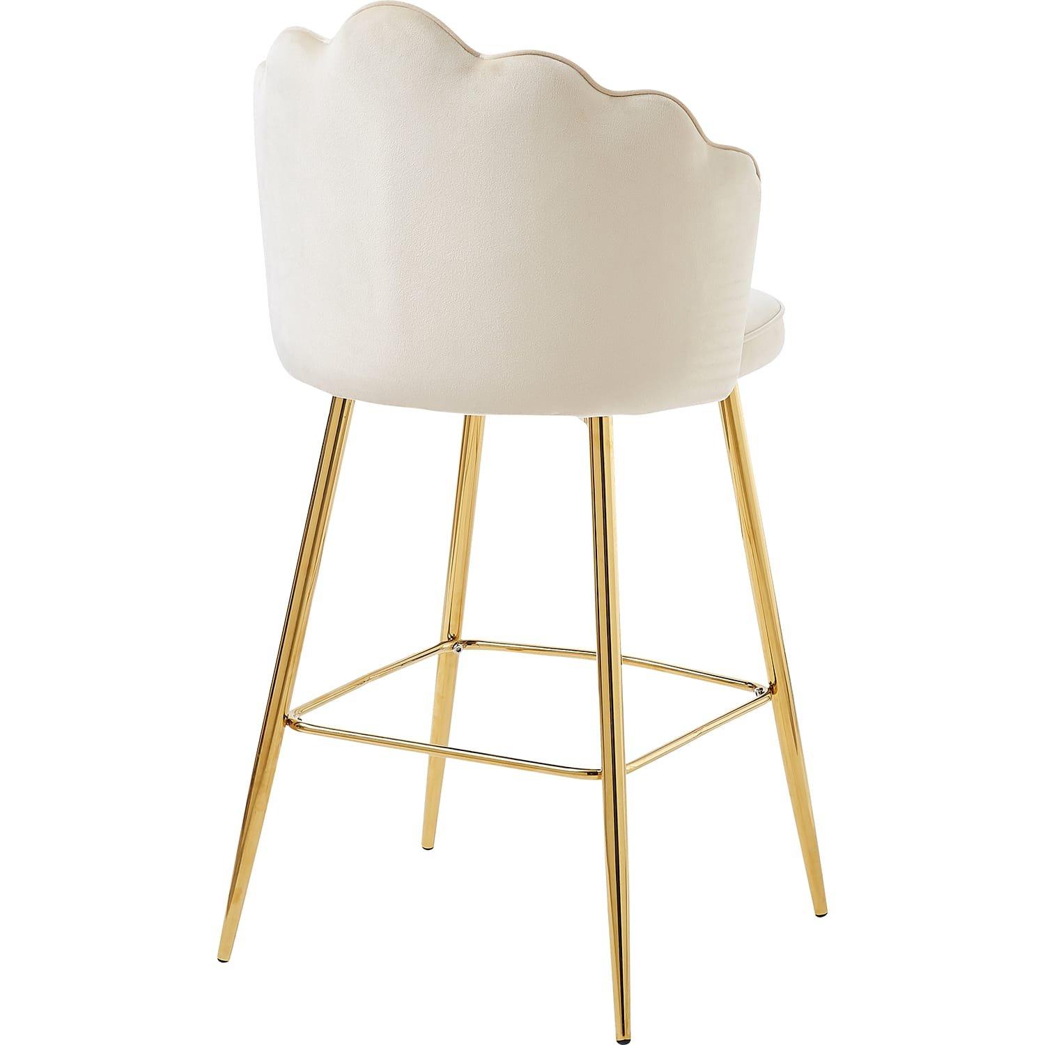 mutoni Tabouret de bar velours beige (lot de 2)  